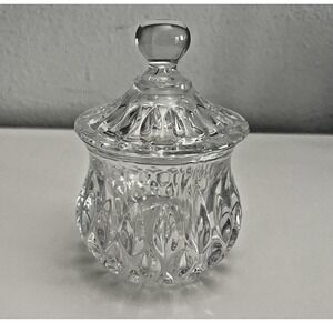Vintage Gorham Pressed Glass Candy Dish with Lid Small Decorative Trinket Jar 5"